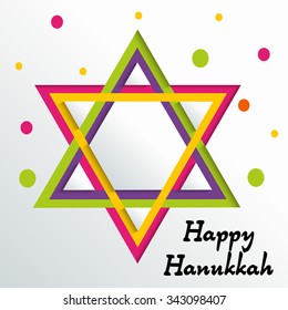 Vector illustration of Happy Hanukkah greeting card background.