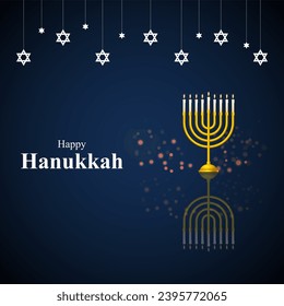 Vector illustration of Happy Hanukkah social media feed template