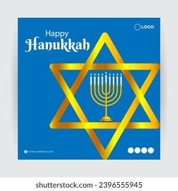 Vector illustration of Happy Hanukkah social media feed template