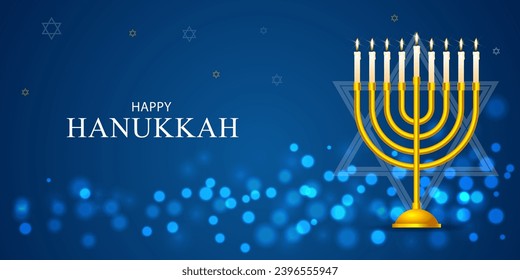 Vector illustration of Happy Hanukkah social media feed template