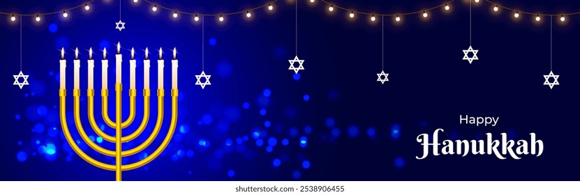 Vector illustration of Happy Hanukkah social media template