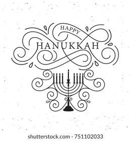 Vector illustration. Happy Hanukkah typography vector design for greeting cards and poster design template celebration. Hanukkah beautiful inscription.
