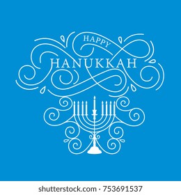 Vector illustration. Happy Hanukkah typography vector design for greeting cards and poster design template celebration. Hanukkah beautiful inscription.