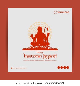 Vector illustration of Happy Hanuman Jayanti wishes greeting, written Hindi text means Happy hanuman jayanti