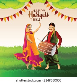 Vektorgrafik des fröhlichen hariyali teej Festivals