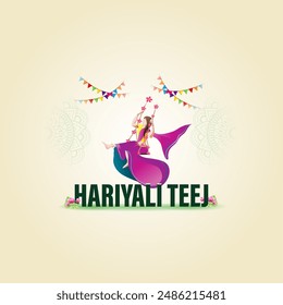 Vector illustration of Happy Hariyali Teej social media feed template