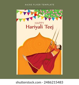 Vector illustration of Happy Hariyali Teej social media feed template