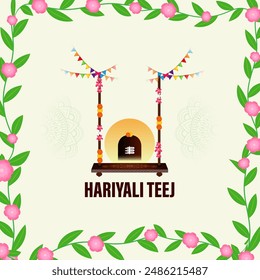 Vector illustration of Happy Hariyali Teej social media feed template