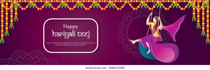 Vector illustration of Happy Hariyali Teej social media feed template