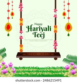 Vector illustration of Happy Hariyali Teej social media feed template