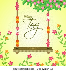 Vector illustration of Happy Hariyali Teej social media feed template