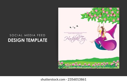 Vector illustration of Happy Hartalika Teej social media feed template