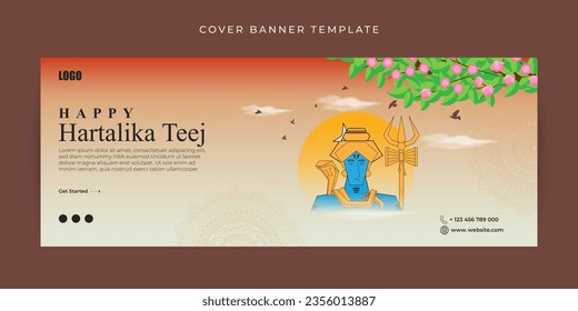 Vector illustration of Happy Hartalika Teej Fb cover banner Template