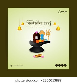 Vector illustration of Happy Hartalika Teej social media feed template