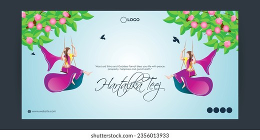 Vector illustration of Happy Hartalika Teej social media feed template