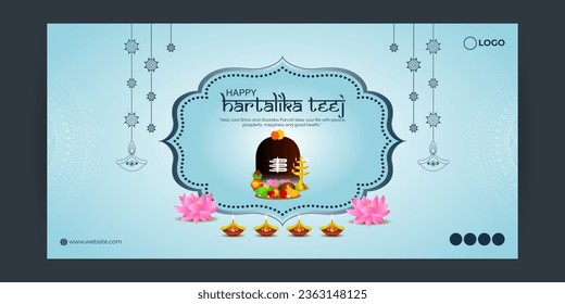 Vector illustration of Happy Hartalika Teej social media feed template