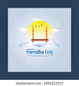 Vector illustration of Happy Hartalika Teej social media feed template