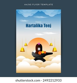 Vector illustration of Happy Hartalika Teej social media feed template