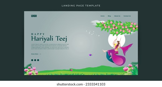 Ilustración vectorial de la página web Happy Haryali Teej Plantilla de simulación de banners