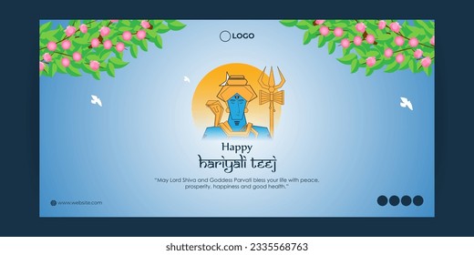 Vector illustration of Happy Haryali Teej social media story feed mockup template, written hindi text means hariyali teej