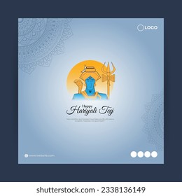 Vector illustration of Happy Haryali Teej social media story feed mockup template, written hindi text means hariyali teej