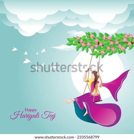 Vector illustration of Happy Haryali Teej social media story feed mockup template, written hindi text means hariyali teej