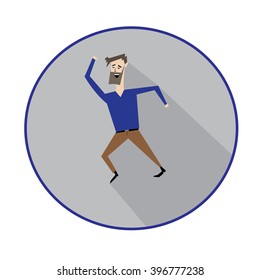 Vector illustration of happy hipster is running 