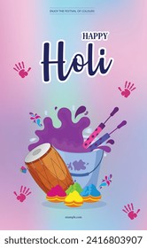 Ilustración de vectores Plantilla de banner de publicación editable en Holi feliz 