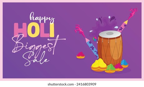 Vector illustration Happy Holi Editable Post Banner Template 