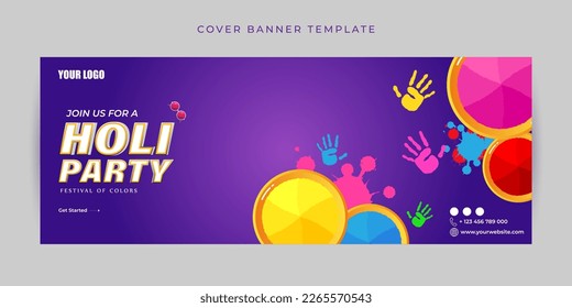 Vector illustration of Happy Holi Facebook cover banner mockup template