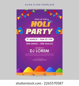 Vector illustration of Happy Holi flyer mockup template