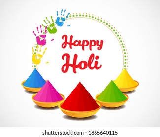 Vector illustration of Happy Holi greeting, Festival of Colors, festival elements with colorful background 