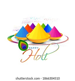 Vector illustration of Happy Holi greeting, Festival of Colors, festival elements with colorful background 