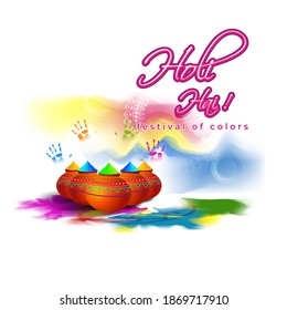 Vector illustration of Happy Holi greeting, written text means It's Holi, Festival of Colors, festival elements with colorful background 