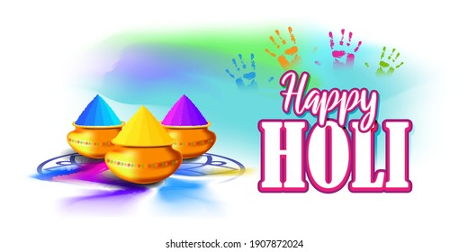 Vector illustration of Happy Holi greeting, Festival of Colors, festival elements with colorful Hindu festive background