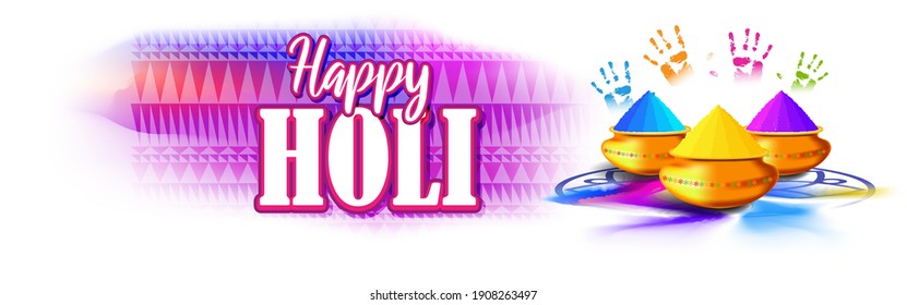 Vector illustration of Happy Holi greeting, Festival of Colors, festival elements with colorful Hindu festive background