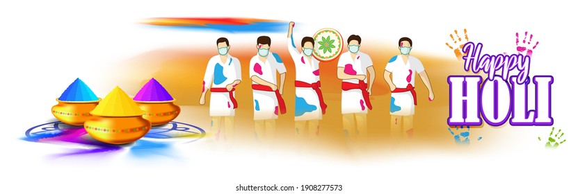 Vector illustration of Happy Holi greeting, Festival of Colors, festival elements with colorful Hindu festive background