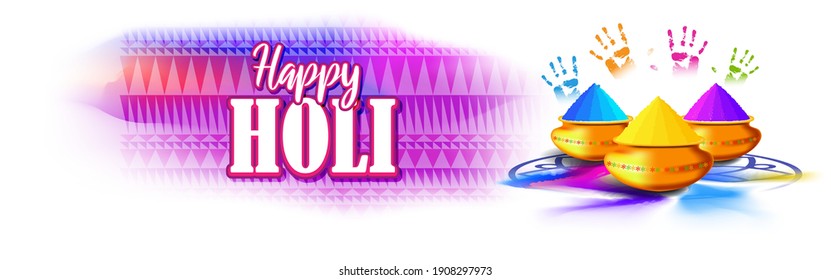 Vector illustration of Happy Holi greeting, Festival of Colors, festival elements with colorful Hindu festive background