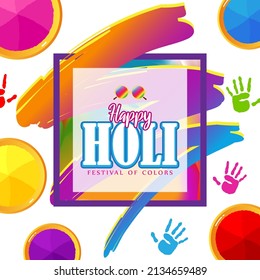 Vector illustration of Happy Holi greeting, written Hindi text means it's Holi, 