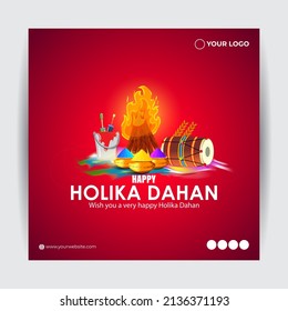 Vector illustration of Happy Holi greeting, written Hindi text means It's Holi Festival of Colors, festival elements with colorful background 