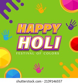 Vector illustration of Happy Holi greeting, written Hindi text means it's Holi, 