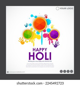 Vector illustration of Happy Holi greeting, written Hindi text means it's Holi, Festival of Colors