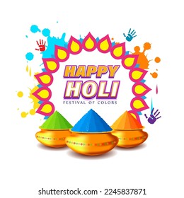 Vector illustration of Happy Holi greeting, written Hindi text means it's Holi, Festival of Colors