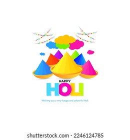 Vector illustration of Happy Holi greeting, written Hindi text means it's Holi, Festival of Colors