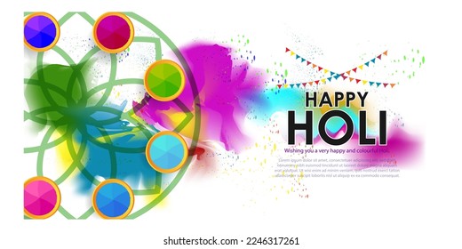 Vector illustration of Happy Holi greeting, written Hindi text means it's Holi, Festival of Colors