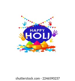 Vector illustration of Happy Holi greeting, written Hindi text means it's Holi, Festival of Colors