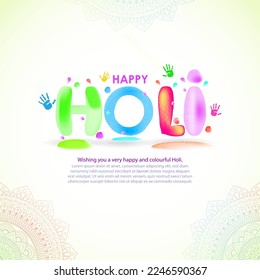 Vector illustration of Happy Holi greeting, written Hindi text means it's Holi, Festival of Colors