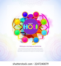 Vector illustration of Happy Holi greeting, written Hindi text means it's Holi, Festival of Colors