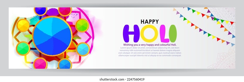 Vector illustration of Happy Holi greeting, written Hindi text means it's Holi, Festival of Colors