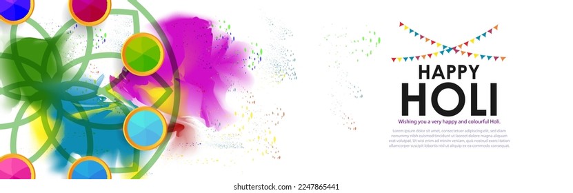 Vector illustration of Happy Holi greeting, written Hindi text means it's Holi, Festival of Colors